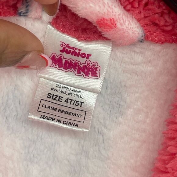 Disney Junior Minnie Mouse Toddler Girl’s Pink Fleece Belted Bath Robe 4T/5T - Picture 6 of 11